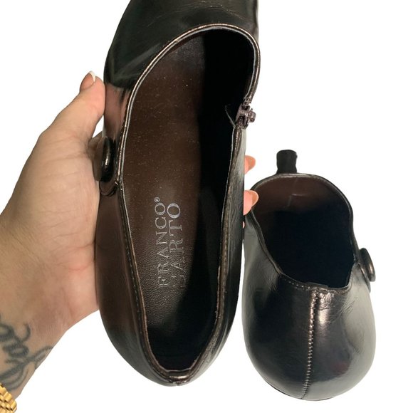 Franco Sarto Asterik Retro Heels 9.5 Dark Brown Copper Side Zipper Pointed Toe - Picture 6 of 7